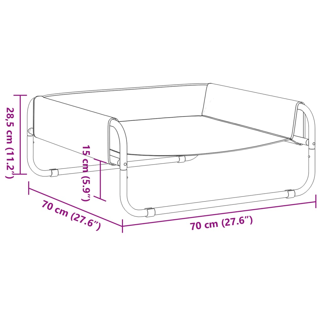 Hundebett Erhöht Anthrazit Oxford-Gewebe Und Stahl
