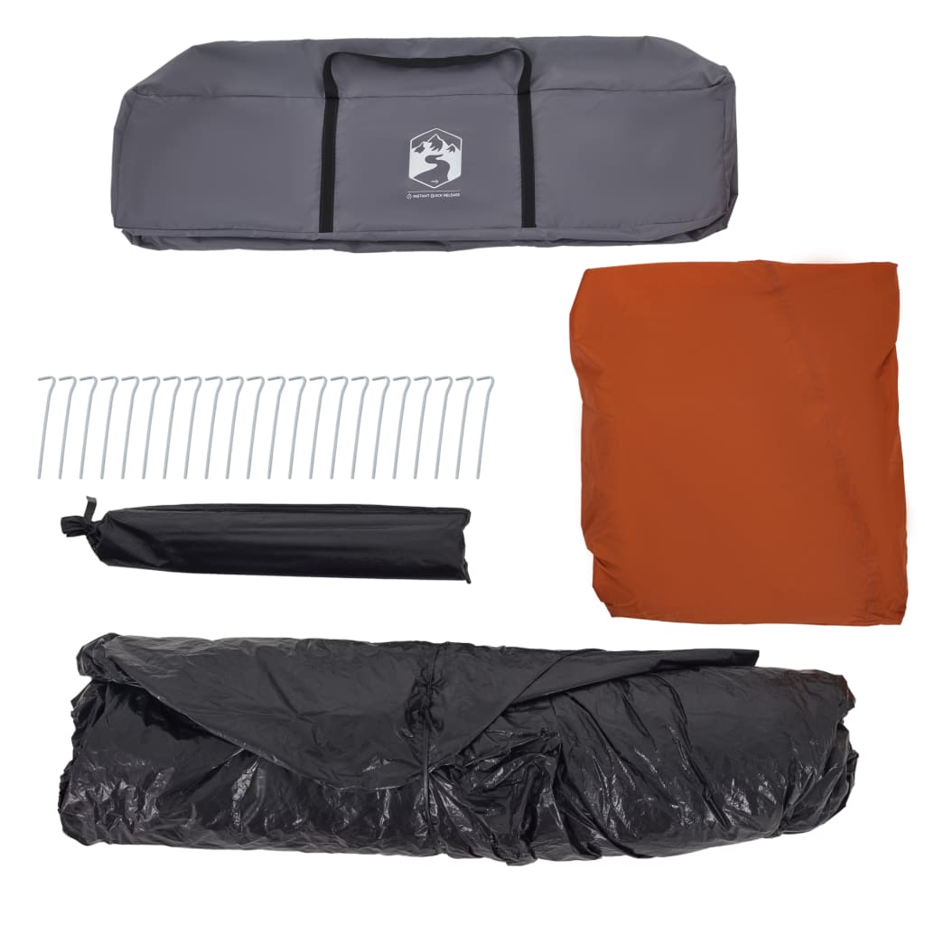 Familienzelt Mit Vorzelt 9 Personen Grau Orange Quick Release Grau Und Orange