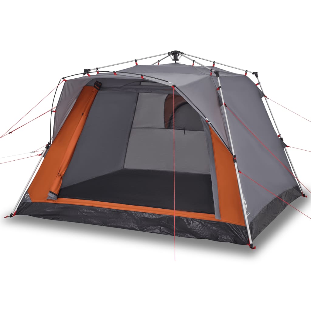 Campingzelt 4 Personen Quick Release Grau Und Orange