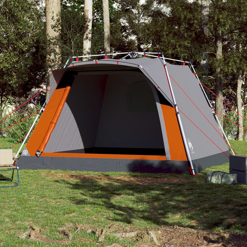 Campingzelt 4 Personen Quick Release Grau Und Orange