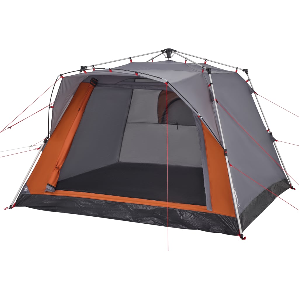 Campingzelt 4 Personen Quick Release Grau Und Orange