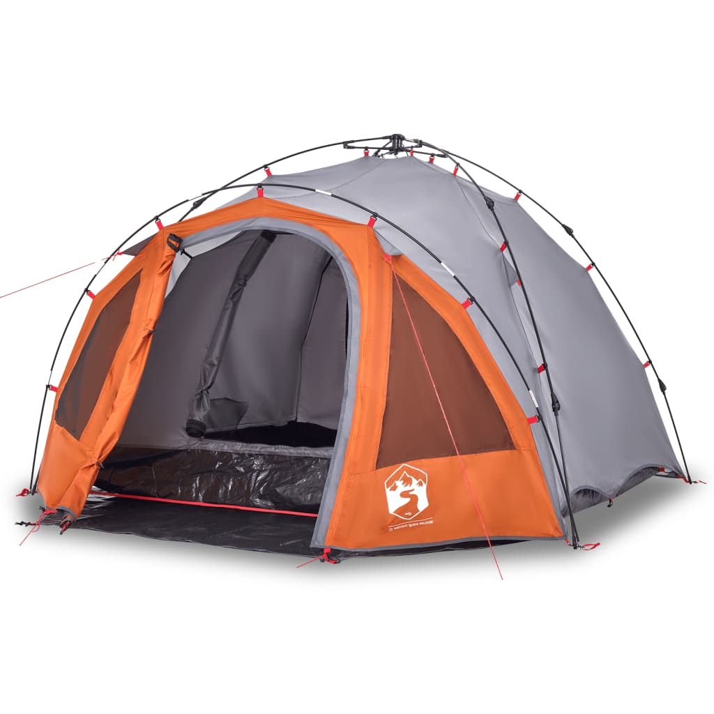 Kuppel-Campingzelt 3 Personen Quick Release Grau Und Orange
