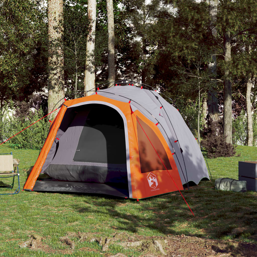 Kuppel-Campingzelt 3 Personen Quick Release Grau Und Orange