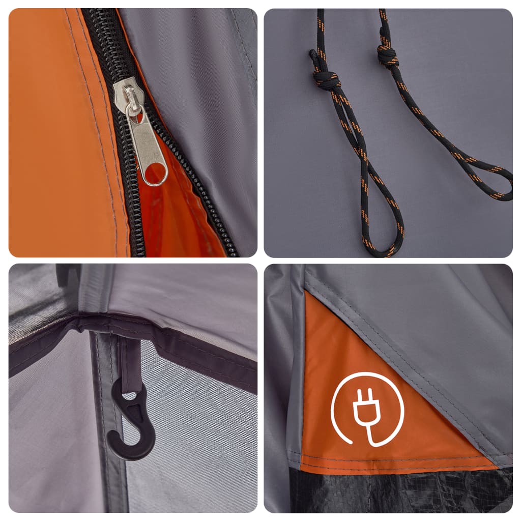 Kuppel-Campingzelt 3 Personen Quick Release Grau Und Orange