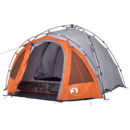 Kuppel-Campingzelt 3 Personen Quick Release Grau Und Orange