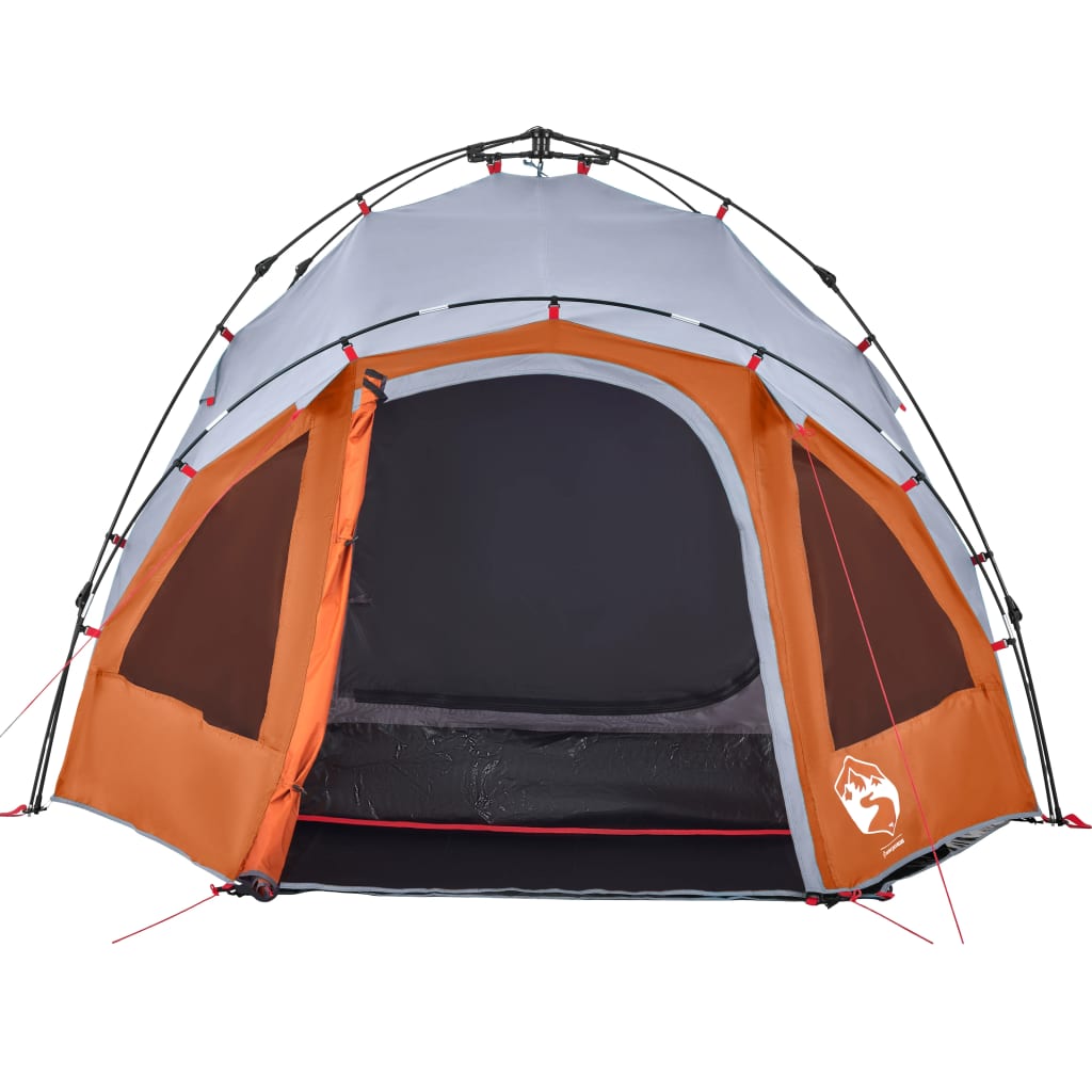 Kuppel-Campingzelt 3 Personen Quick Release Grau Und Orange