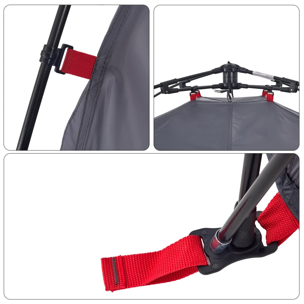 Kuppel-Campingzelt 3 Personen Quick Release Grau Und Orange