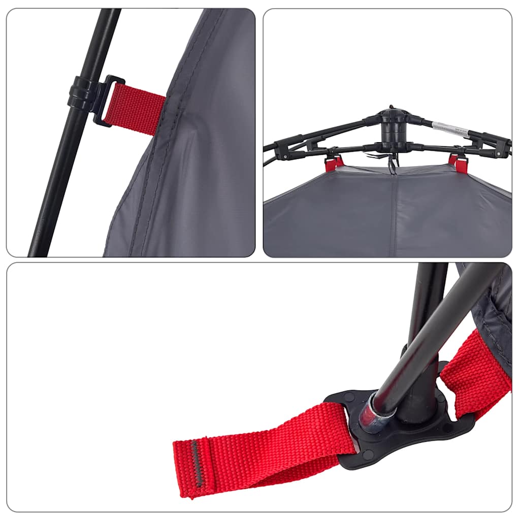 Kuppel-Campingzelt 3 Personen Quick Release Grau Und Orange