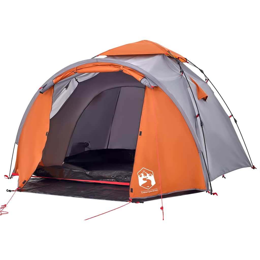 Kuppel-Campingzelt 3 Personen Quick Release Grau Und Orange