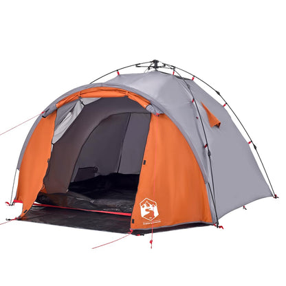 Kuppel-Campingzelt 3 Personen Quick Release Grau Und Orange