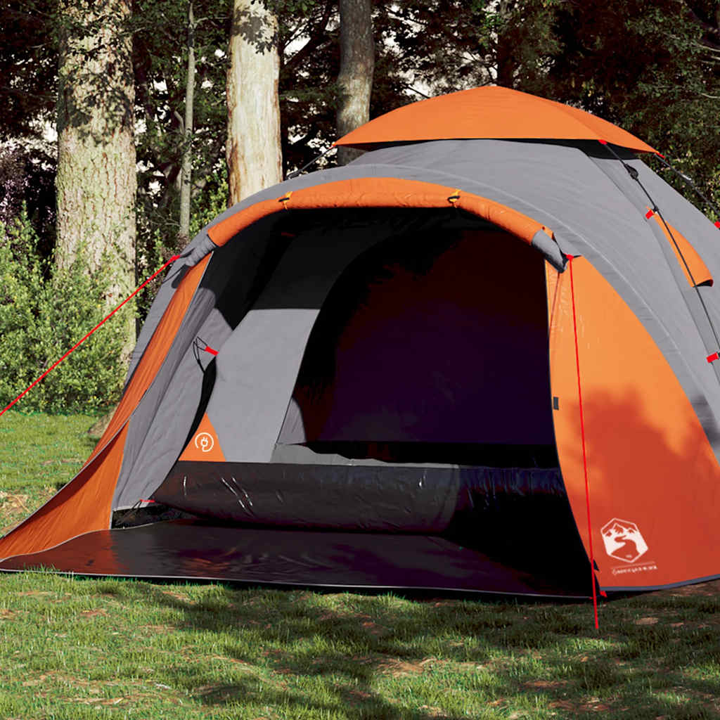 Kuppel-Campingzelt 3 Personen Quick Release Grau Und Orange