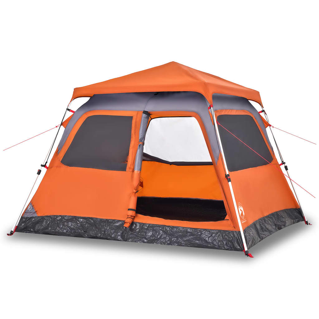 Kuppel-Campingzelt 4 Personen Quick Release Grau Und Orange