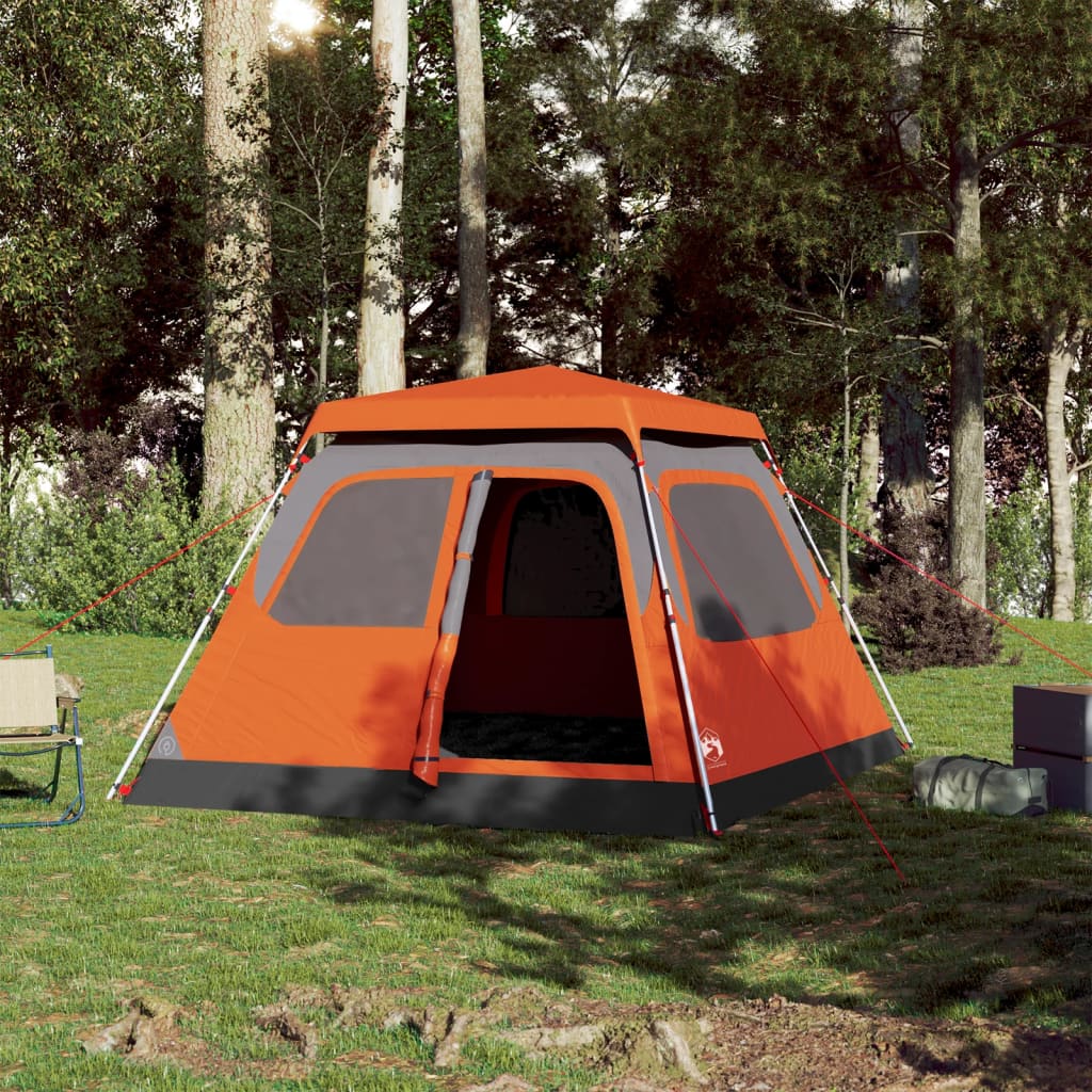 Kuppel-Campingzelt 4 Personen Quick Release Grau Und Orange