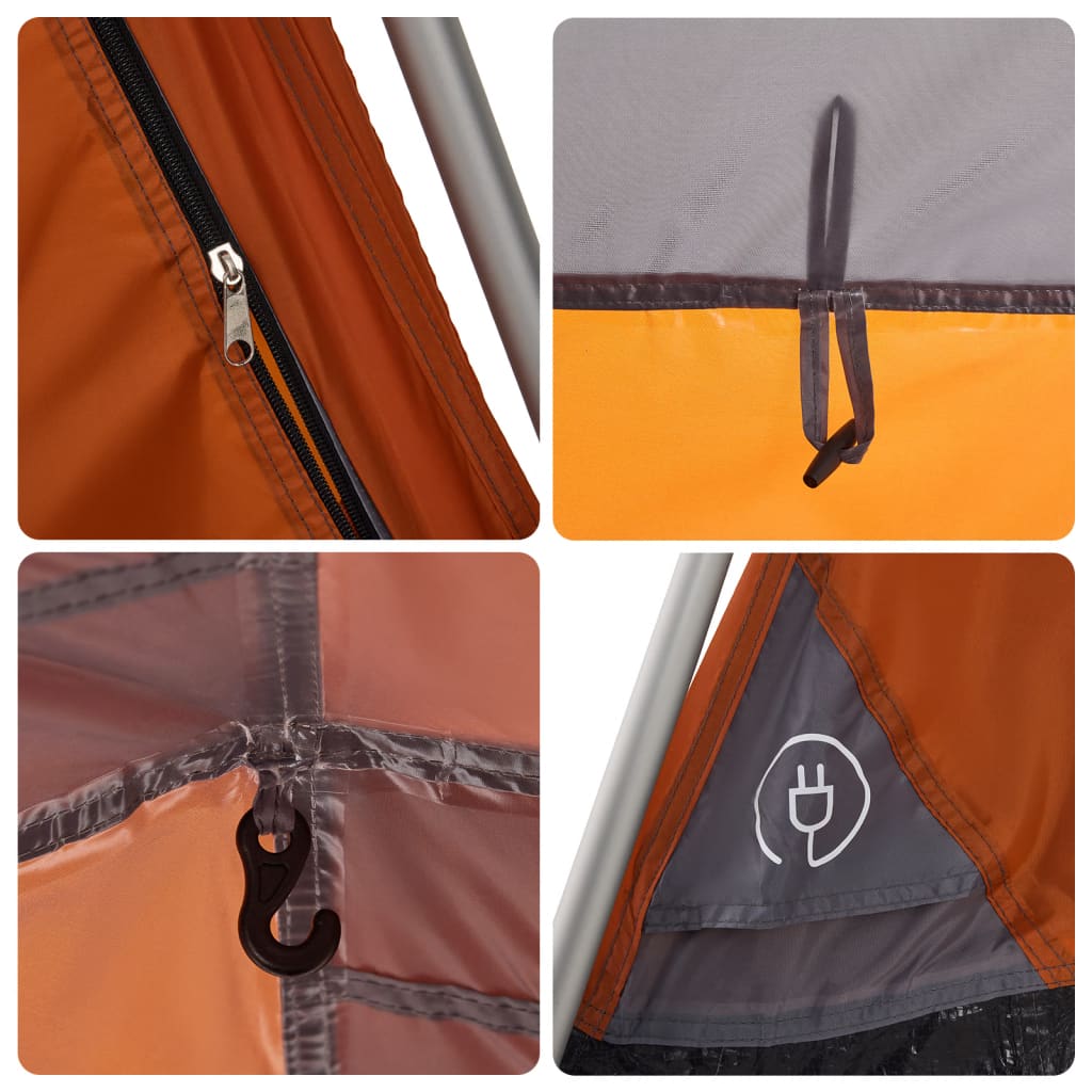Kuppel-Campingzelt 4 Personen Quick Release Grau Und Orange