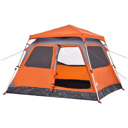 Kuppel-Campingzelt 4 Personen Quick Release Grau Und Orange
