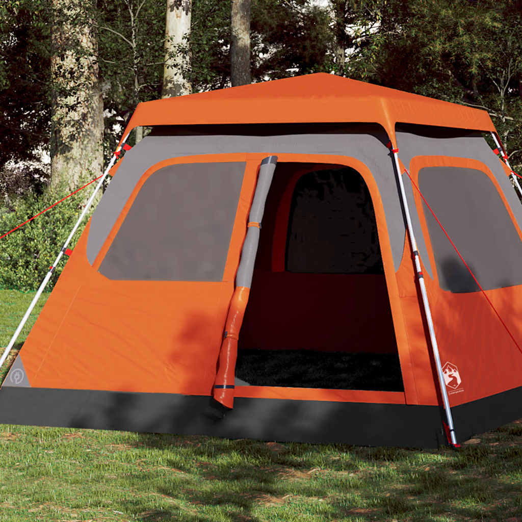 Kuppel-Campingzelt 4 Personen Quick Release Grau Und Orange