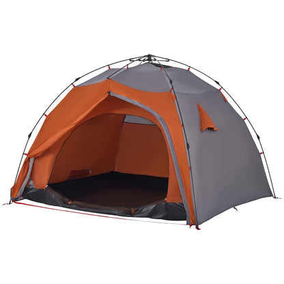 Kuppel-Campingzelt 4 Personen Quick Release Grau Und Orange