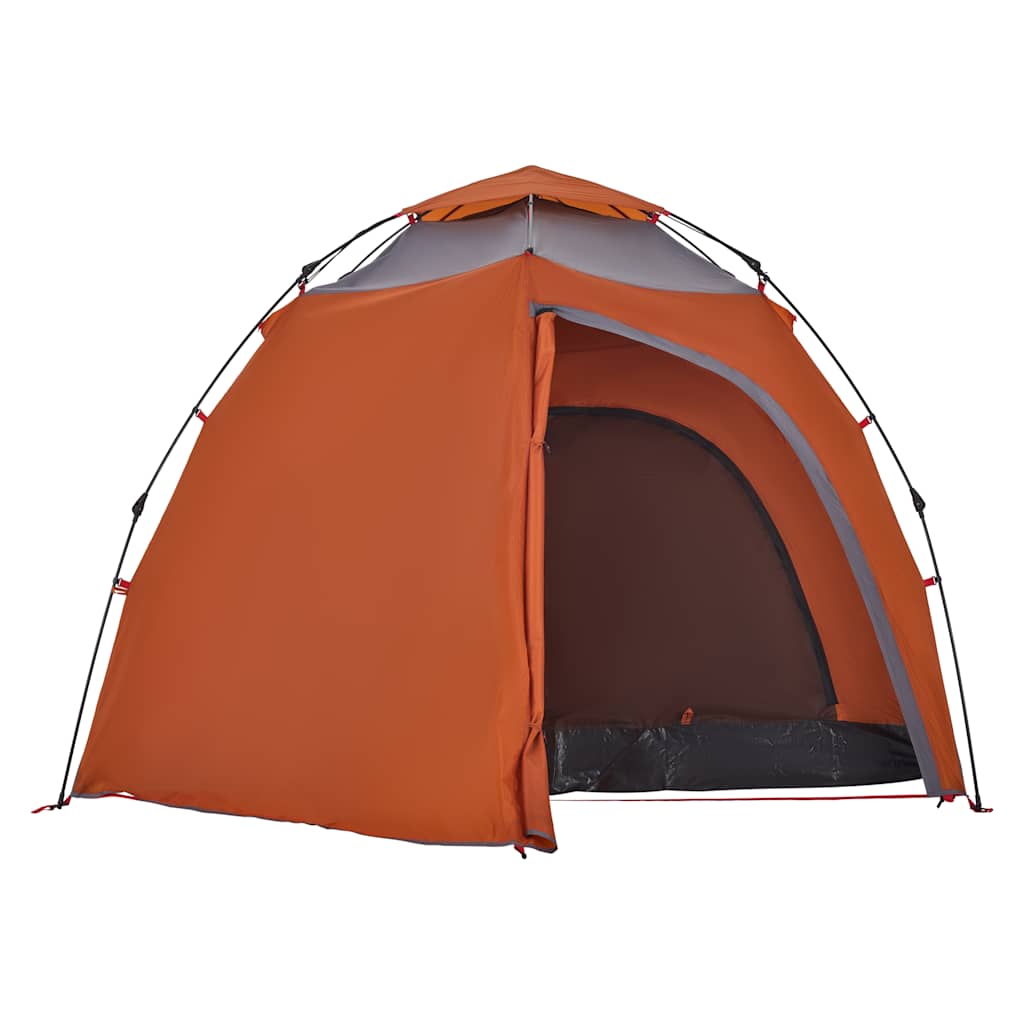 Kuppel-Campingzelt 4 Personen Quick Release Grau Und Orange