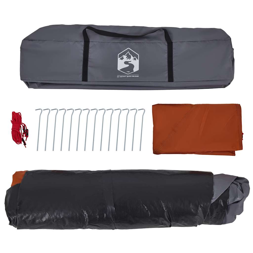 Kuppel-Campingzelt 4 Personen Quick Release Grau Und Orange
