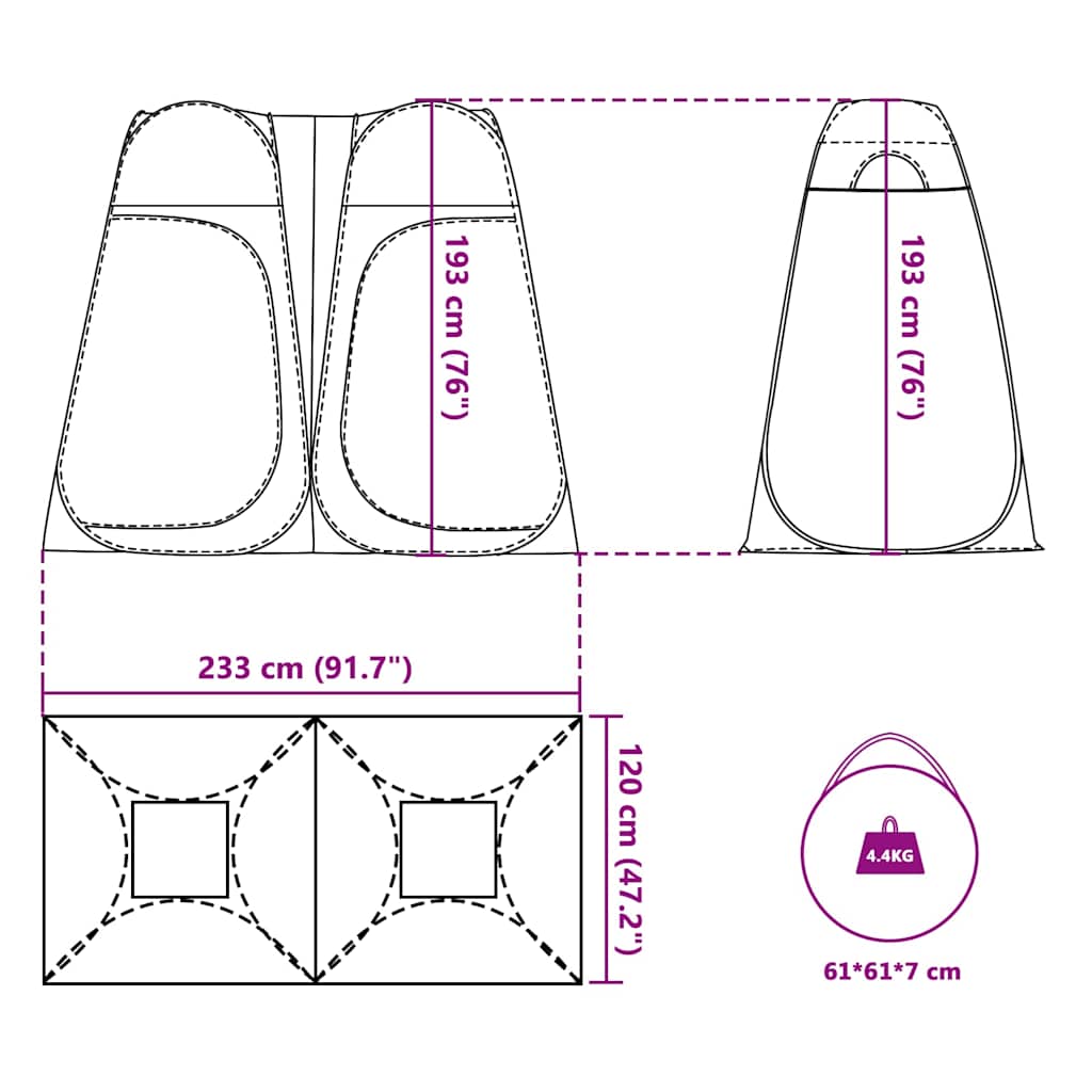 Sichtschutzzelt Pop-Up Wasserdicht Blau