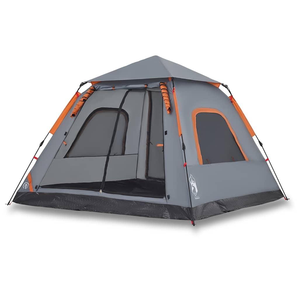 Kuppel-Campingzelt 5 Personen Quick Release Grau Und Orange