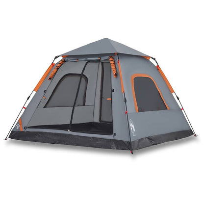 Kuppel-Campingzelt 5 Personen Quick Release Grau Und Orange