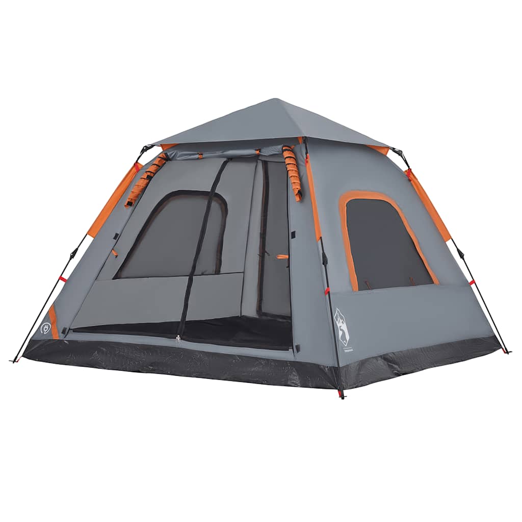 Kuppel-Campingzelt 5 Personen Quick Release Grau Und Orange