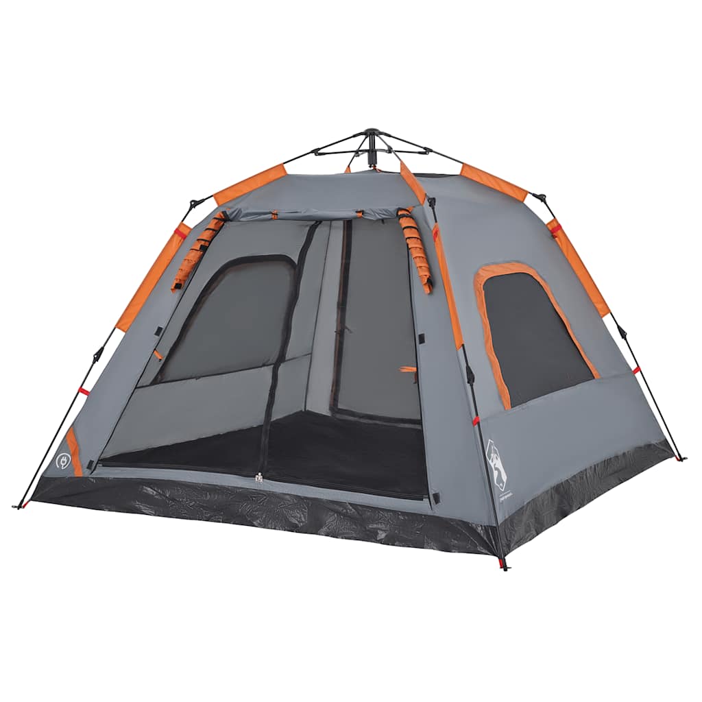 Kuppel-Campingzelt 5 Personen Quick Release Grau Und Orange