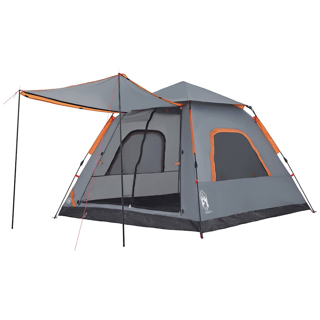 Kuppel-Campingzelt 5 Personen Quick Release Grau Und Orange
