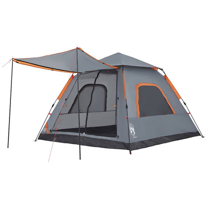 Kuppel-Campingzelt 5 Personen Quick Release Grau Und Orange