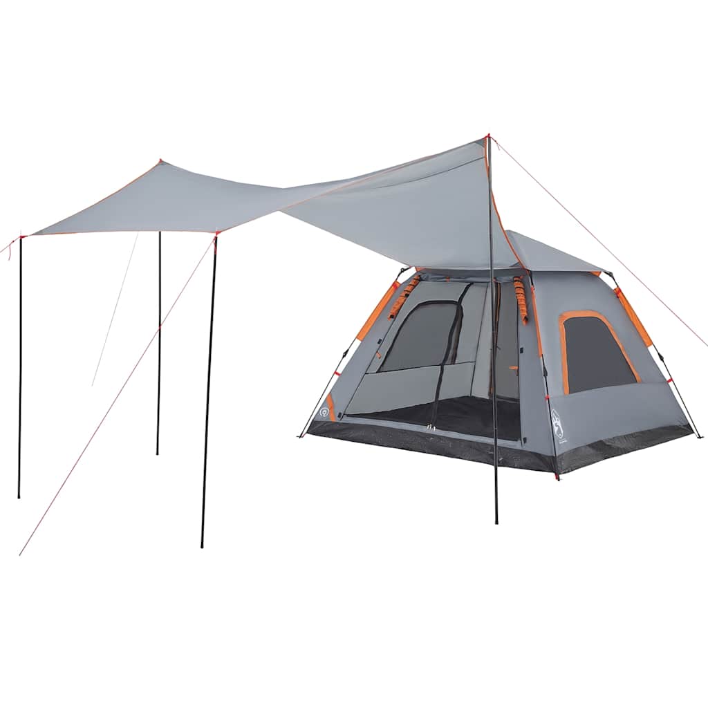 Kuppel-Campingzelt 5 Personen Quick Release Grau Und Orange