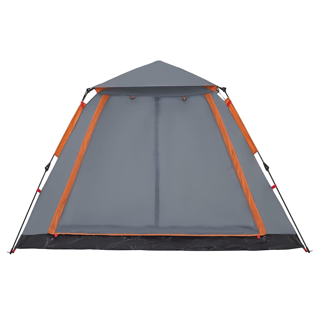 Kuppel-Campingzelt 5 Personen Quick Release Grau Und Orange