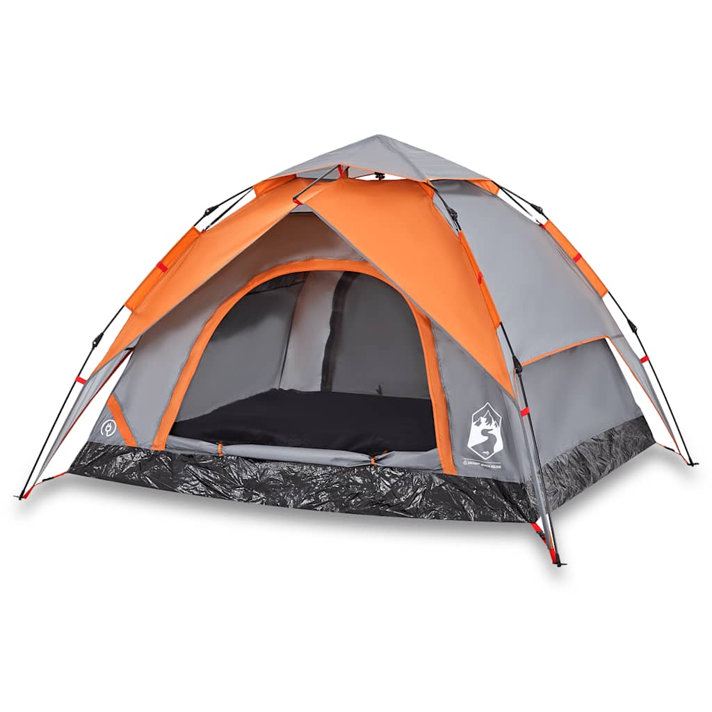 Kuppel-Campingzelt 3 Personen Quick Release Grau Und Orange