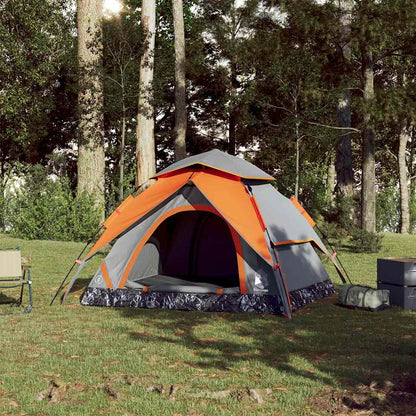 Kuppel-Campingzelt 3 Personen Quick Release Grau Und Orange