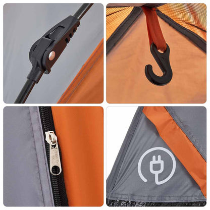 Kuppel-Campingzelt 3 Personen Quick Release Grau Und Orange