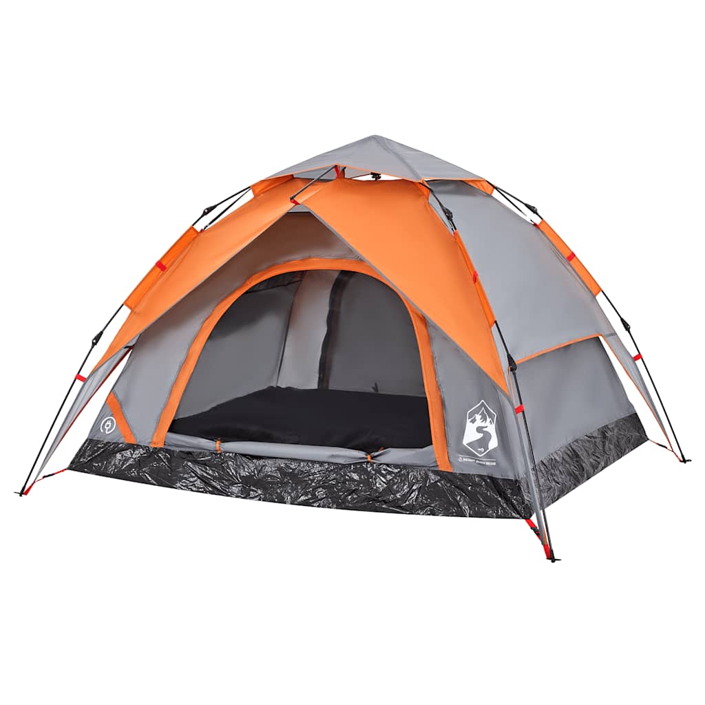 Kuppel-Campingzelt 3 Personen Quick Release Grau Und Orange