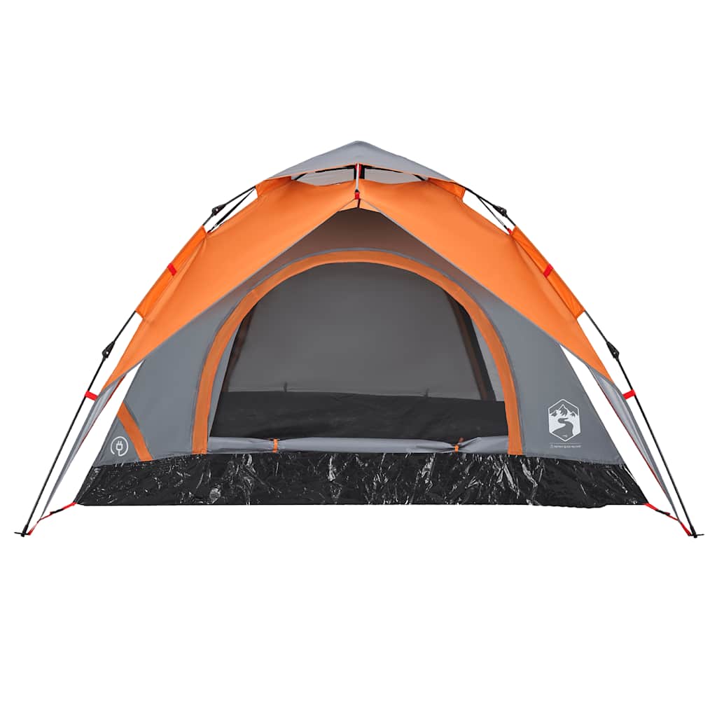 Kuppel-Campingzelt 3 Personen Quick Release Grau Und Orange