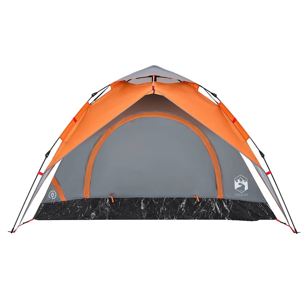 Kuppel-Campingzelt 3 Personen Quick Release Grau Und Orange