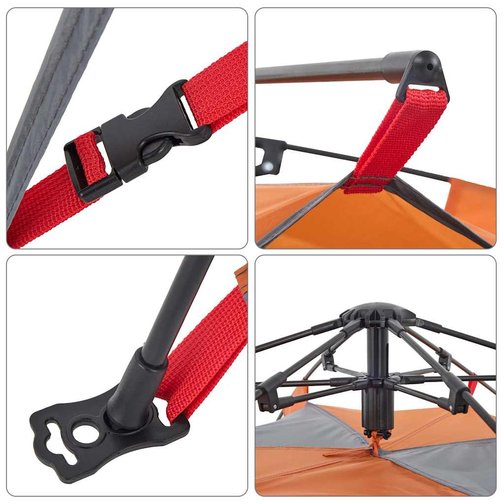 Kuppel-Campingzelt 3 Personen Quick Release Grau Und Orange