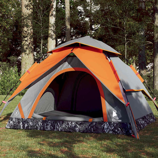 Kuppel-Campingzelt 3 Personen Quick Release Grau Und Orange