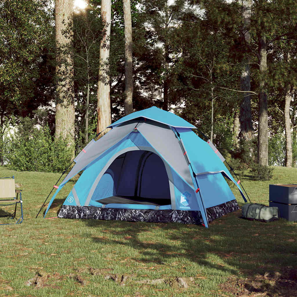 Kuppel-Campingzelt 4 Personen Quick Release Blau