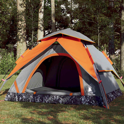 Kuppel-Campingzelt 3 Personen Quick Release Grau Und Orange