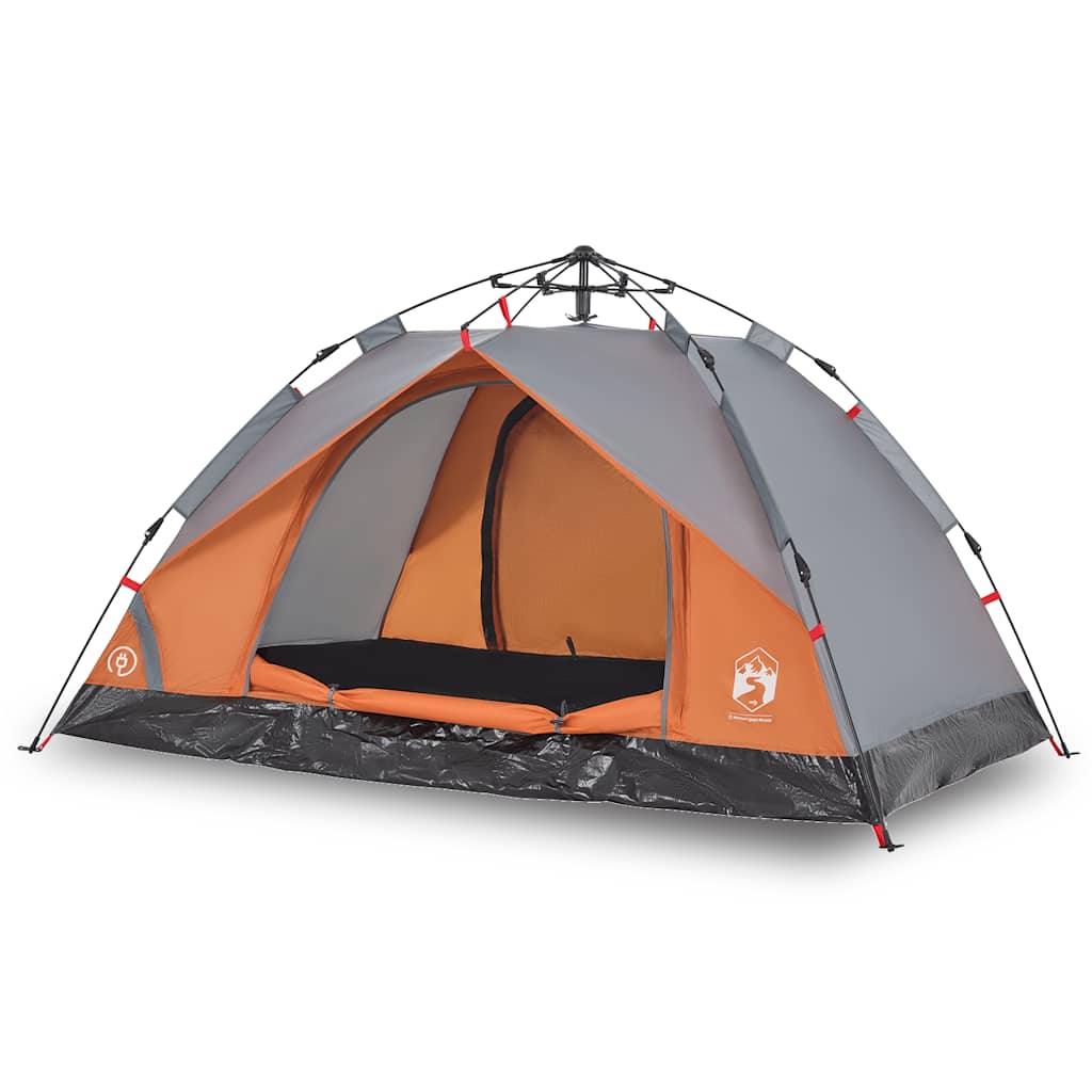 Kuppel-Campingzelt 2 Personen Quick Release Grau Und Orange