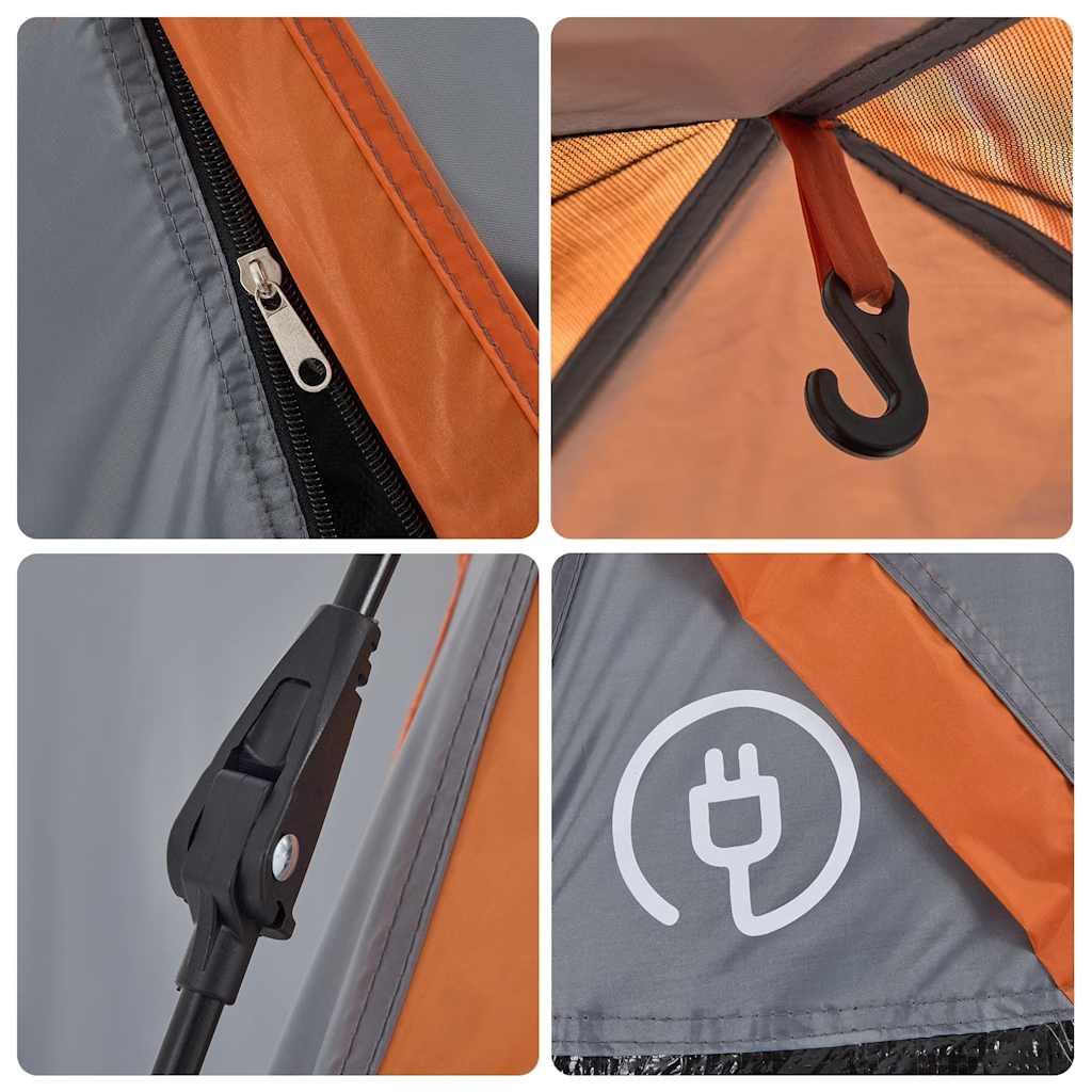 Kuppel-Campingzelt 2 Personen Quick Release Grau Und Orange