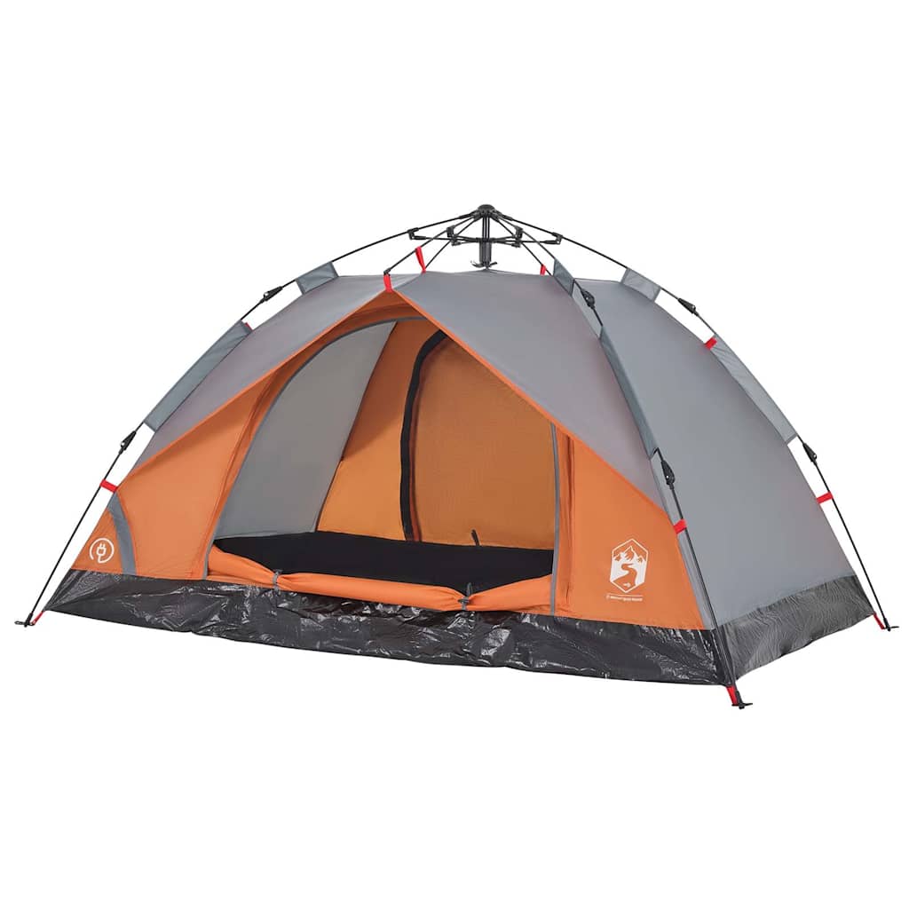 Kuppel-Campingzelt 2 Personen Quick Release Grau Und Orange