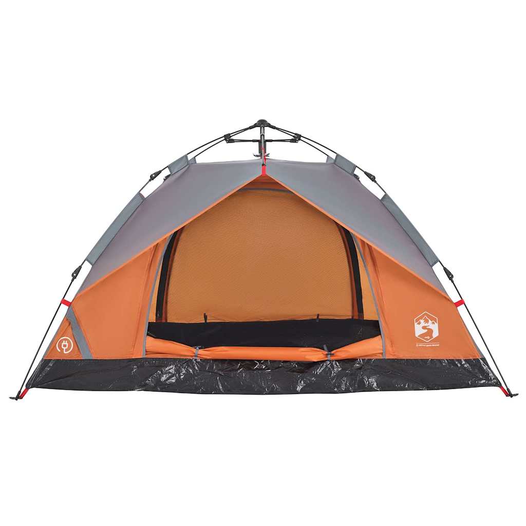 Kuppel-Campingzelt 2 Personen Quick Release Grau Und Orange