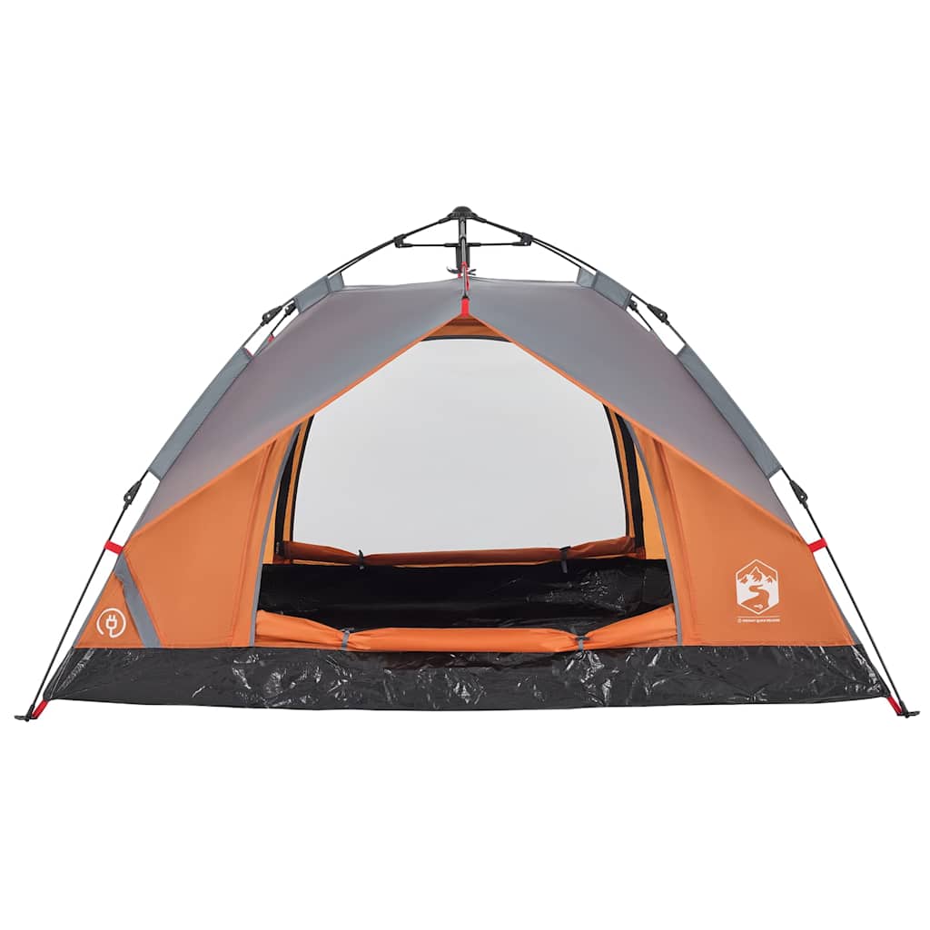 Kuppel-Campingzelt 2 Personen Quick Release Grau Und Orange