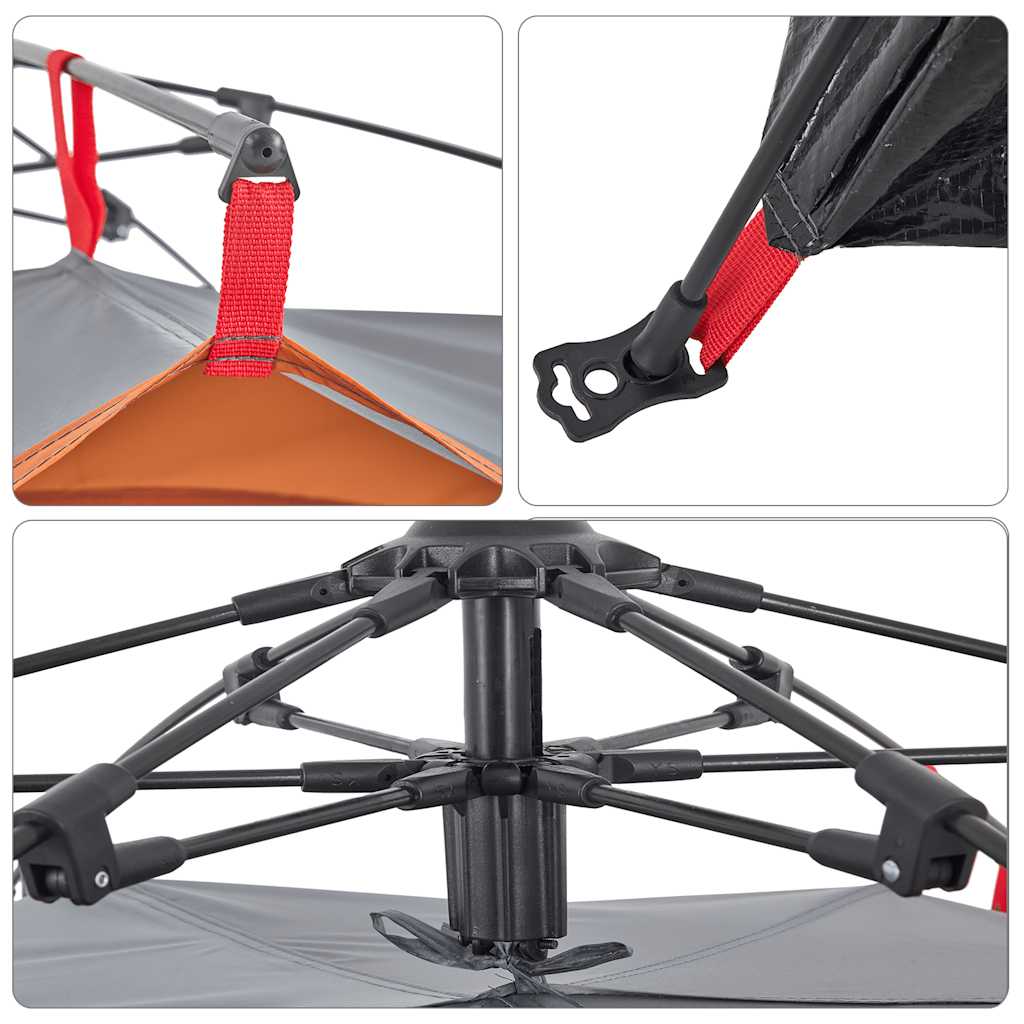 Kuppel-Campingzelt 2 Personen Quick Release Grau Und Orange