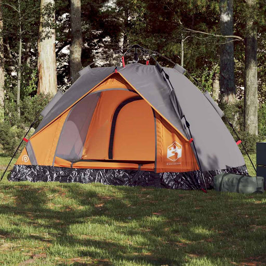Kuppel-Campingzelt 2 Personen Quick Release Grau Und Orange