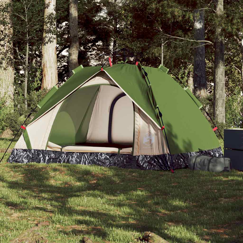 Kuppel-Campingzelt 3 Personen Quick Release Grün